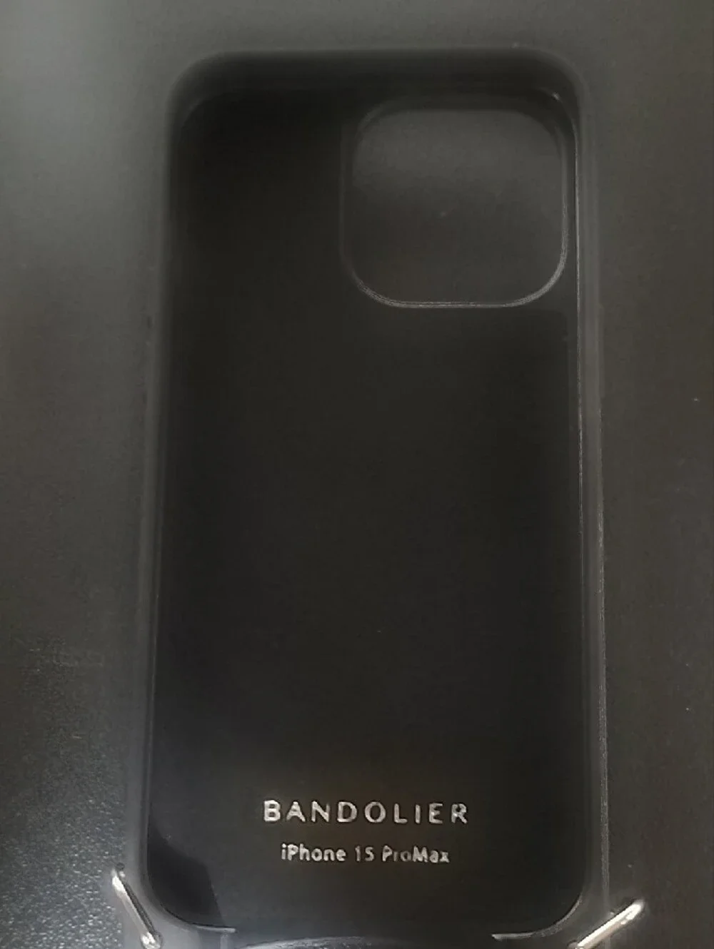 Bandolier Black Pebbled Leather Crossbody Phone Case with Strap
